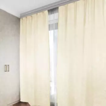 портьеры Тергалет, размер: 135Х260см, кремовый, 2 штуки, на шторной ленте, 100% п/э