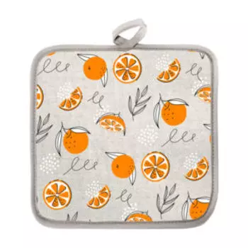 Прихватка Апельсины сканди, 18х18 см, хлопок/лен, шелкография