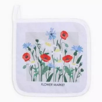 прихватка ДОЛЯНА 17х17см, габардин 170г/м2, хл.35%, пэ 65% Полевые цветы