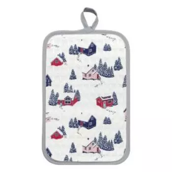 Прихватка Домики в снегу, 14х22 см, хлопок, шелкография
