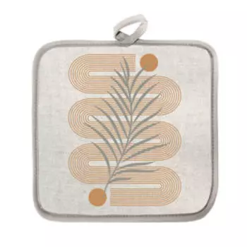 Прихватка Графика, 18х18 см, хлопок/лен, шелкография, бежевый