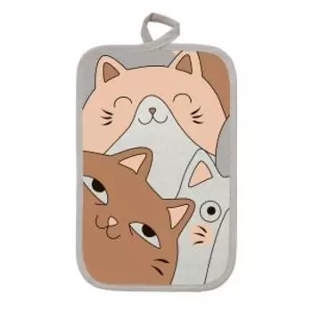 прихватка GRAND STYLE Котики, размер: 14х22 см, плотность 150 г/м2, 50% хлопок,50%лён