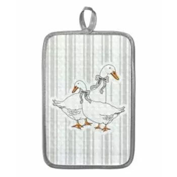 Прихватка Гуси полоса, 14х22 см, хлопок 230 г/м2, шелкография