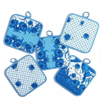 Прихватка Гжель, 17х17 см, хлопок, в ассортименте