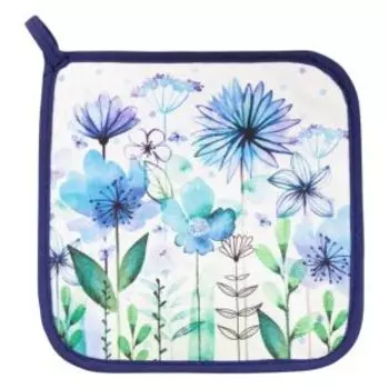 Прихватка Этель Blue flowers, 19х19 см, саржа 190г/м2, хлопок