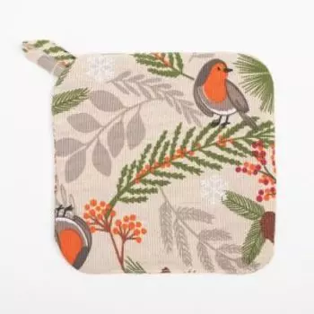 Прихватка Этель Bullfinch, 19х19 см, рогожка 164г/м2, бежевый/оранжевый