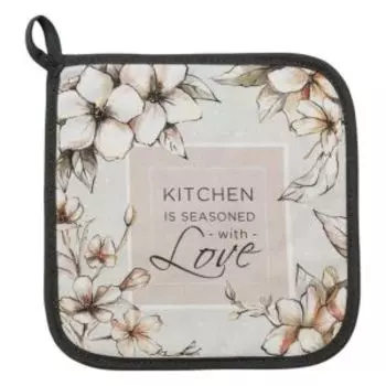 Прихватка Этель Floral mood, 19х19 см, саржа 190г/м2, бежевый