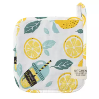 Прихватка Этель Лимонад, 19х19 см, бежевый/желтый, сатин