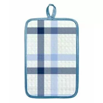 Прихватка Клетка Каледония синяя, 14х22 см, хлопок 230 г/м2, шелкография