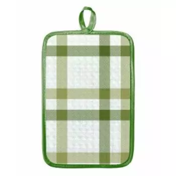 Прихватка Клетка Каледония зеленая, 14х22 см, хлопок 230 г/м2, шелкография