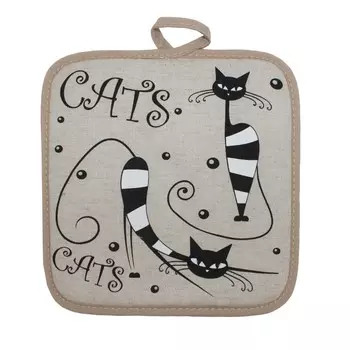 Прихватка Коты полосатые, 18х18 см, хлопок/лен