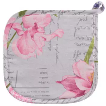 Прихватка кухонная Цветы, 18х18 см, рогожка, хлопок, в ассортименте