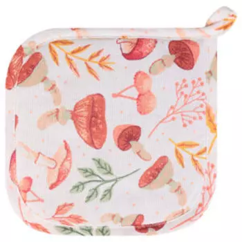 Прихватка кухонная Хаски Home Грибочки, 18х18 см, рогожка