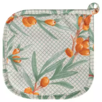 Прихватка кухонная Облепиха, 18х18 см, рогожка, хлопок, в ассортименте
