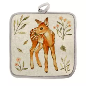 Прихватка Оленята, 18х18 см, хлопок/лен