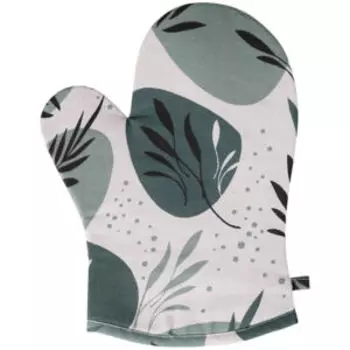 Прихватка-рукавица кухонная большая Папоротник, рогожка, хлопок, в ассортименте