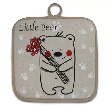 Прихватка Северные мишки, 18х18 см, хлопок/лен