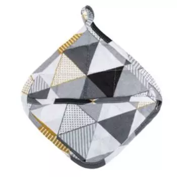 Прихватка стеганная Геометрия с кармашком, 20х20 см, рогожка, хлопок