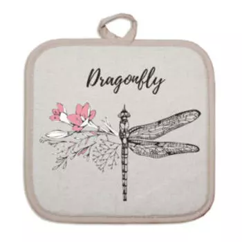 прихватка Стрекоза, размер: 18х18см, плотность 160 г/м2, шелкография, 50% хлопок, 50% лён