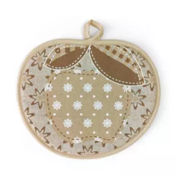 Прихватка Яблоко бежевое, 20х17 см, хлопок/лён, 160 г/м2