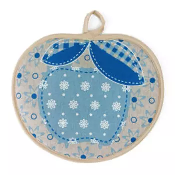 Прихватка Яблоко голубое, 20х17 см, хлопок/лён, 160 г/м2