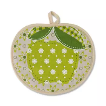 Прихватка Яблоко зеленое, 20х17 см, хлопок/лён, 160 г/м2