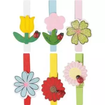 Прищепки декоративные Цветы, 6 шт. 7.2 см