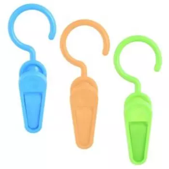 Прищепки пластиковые для белья с крючком, 3 шт