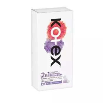 Прокладки ежедневные Kotex 2в1, 16 шт, длинные