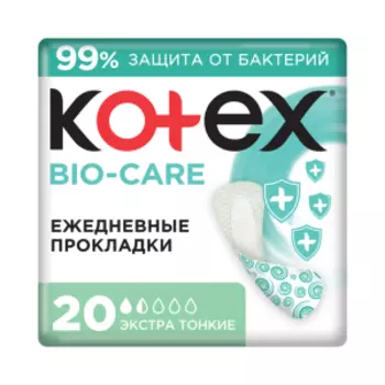 Прокладки гигиенические Kotex Био-кэа, Экстра тонкие, 20 шт
