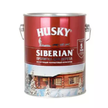 Пропитка-антисептик алкидная лессирующая Husky Siberian, полуматовая, дуб, 2.7 л
