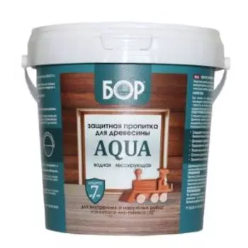 Пропитка водная лессирующая защитная Бор Aqua для древесины, красное дерево, 1 л, 0.9 кг