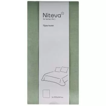 Простыня Niteva, 2-сп, 220х240 см, поплин, хлопок 112г/м2, базилик
