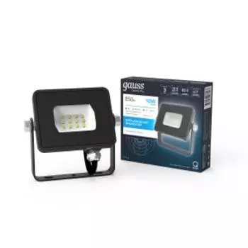 Прожектор Gauss Qplus, 10 Вт, 200-240 В, 6500K, 1050 Лм, IP65, графитовый