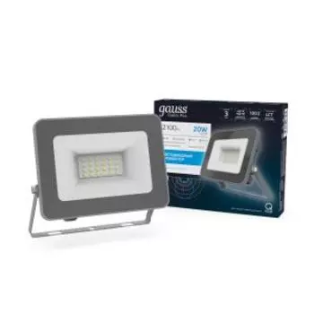 Прожектор Gauss Qplus, 20 Вт, 200-240 В, 6500K, 2100 Лм, IP65, графитовый