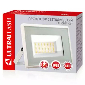Прожектор ULTRAFLASH, LED SMD, 50 Вт, 230В, 6500К