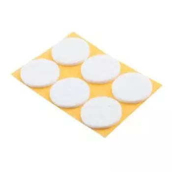 Пункт фетровый самоклеящийся, D 28 мм, белый, 6 шт