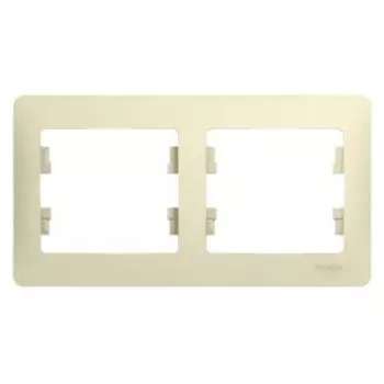 Рамка 2 поста, горизонтальная, бежевый, Glossa