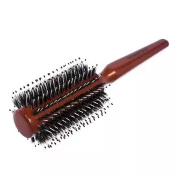 расческа "VORTEX" деревянная, брашинг, D-7,5х23 см, с пластиковыми зубчиками и натуральной щетиной