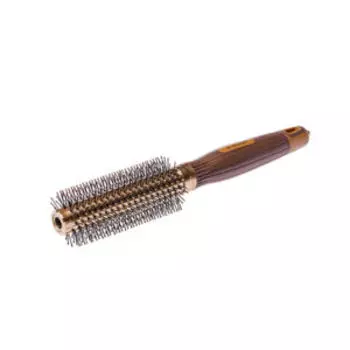 Расчёска для волос Kaizer брашинг круглая, ручка резиновая, коричневый/золото