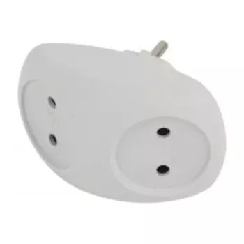 Разветвитель электрический двойник ЭРА, без заземления, 10 А, белый