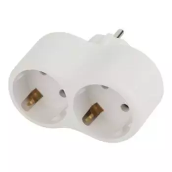 Разветвитель электрический ЭРА на 2 розетки с заземлением, 16А, белый