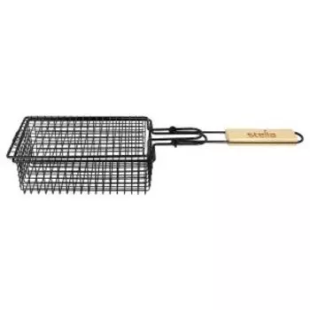 Решетка-гриль глубокая Stella, 22.5х14х8 см, антипригарное покрытие, складная ручка, сталь
