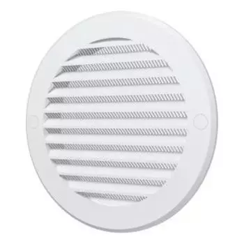 Решетка вентиляционная вытяжная, 150 мм, АБС-пластик, с фланцем и пластиковой сеткой