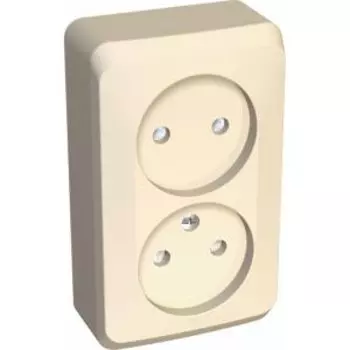 розетка без заземления со шторкой открытая подводка 2-ая РА16-006k бежевая Этюд, Schneider Electric