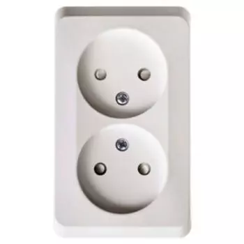 розетка без заземления со шторкой открытая подводка 2-ая РА16-006b белая Этюд, Schneider Electric