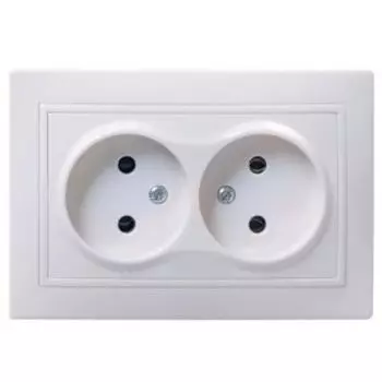 розетка двойная без заземления без шторок белая в сборе ИЭК, Кварта, 2305077