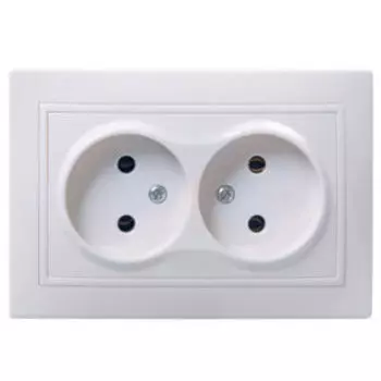 Розетка двойная с заземлением, ИЭК Кварта