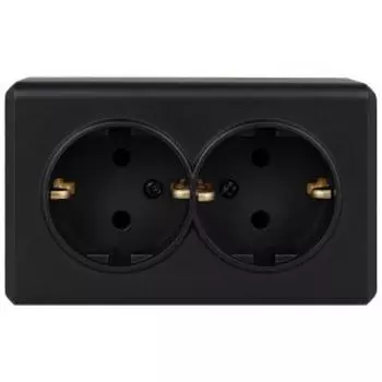 Розетка двойная Vesta Electric Mega Black, с заземлением