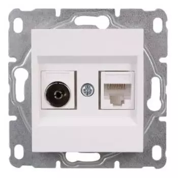 Розетка двойная Vesta Electric White для сетевого кабеля lan + tv, без рамки
